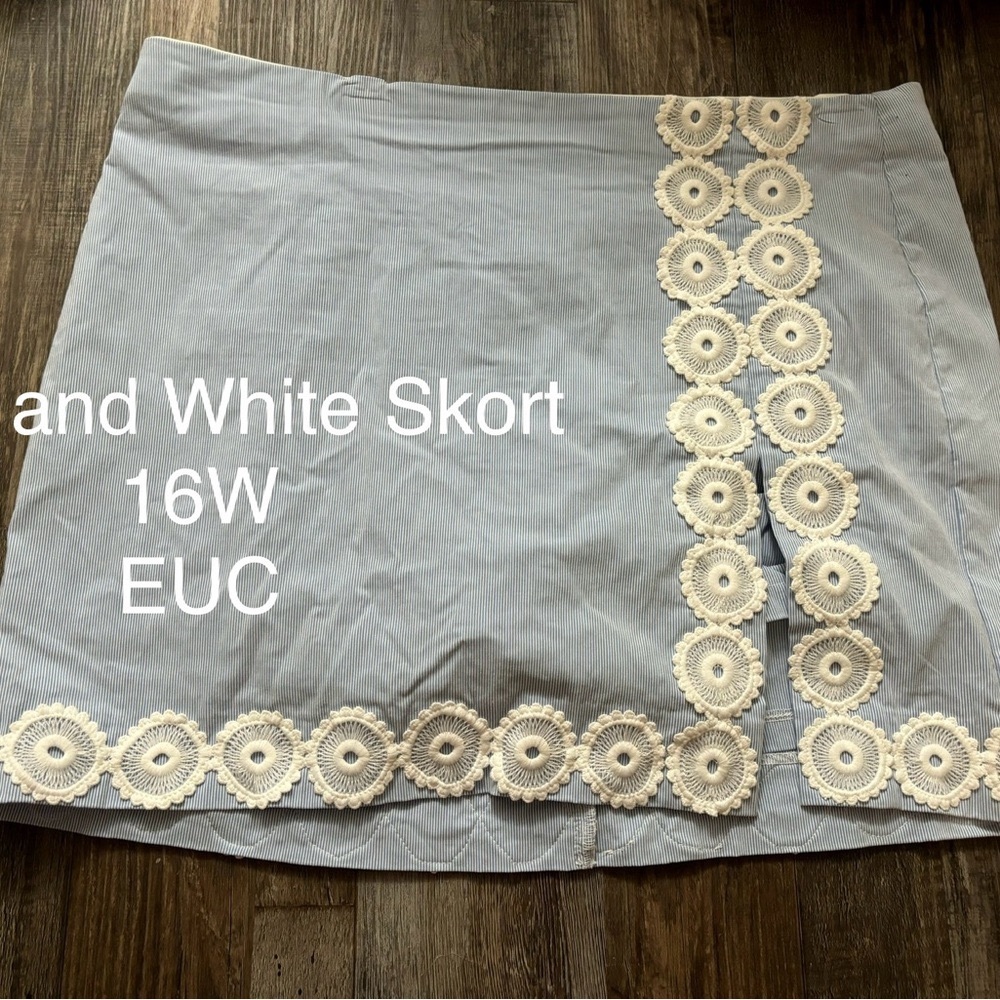 Blue and White Skort